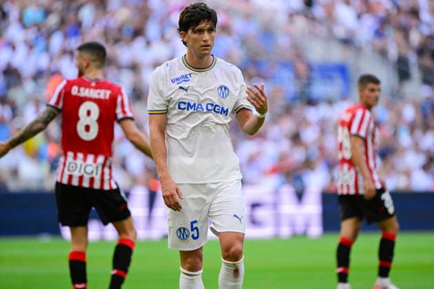 FOOTBALL : Olympique de Marseille VS Athletic Club Bilbao - 09 08 2026 Leonardo Balerdi (OM) - Pre-season friendly between Olympique de Marseille and Athletic Club Bilbao on August 9, 2026 at the CEPAC Velodrome Stadium in Marseille. MarseilleFrance  Copyright: xWilliamxCannarellax