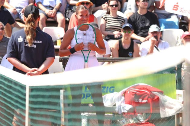 Leipzig Open 2026, ITF-Finale: Ida Wobker vs. Irene Burillo, 09.08.2026 Finalistin Ida Wobker (Deutschland GER) mit Tennisschläger während ihrer Vorstellung vor Spielbeginn. Leipzig Open 2026, ITF World Tennis Tour, 09.08.2026 auf der Anlage des Leipziger Tennisclubs 1990 in der Sportforum-Nordanlage. Copyright: xBEAUTIFULxSPORTS JanxKaeferx