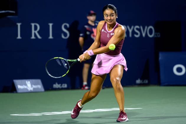 August 9, 2026, Toronto, Ontario, Canada: ALEXANDRA EALA of Philippines returns the ball during her round-of-16 match against Belinda Bencic of Switzerland at the National Bank Open, part of the Hologic WTA, Tennis Damen Tour at Sobeys Stadium. Tennis 2026: WTA 1000 National Bank Open Presented By Rogers.  - ZUMAr228 20260809_znp_r228_047 Copyright: xVasiliyxRyabykhx