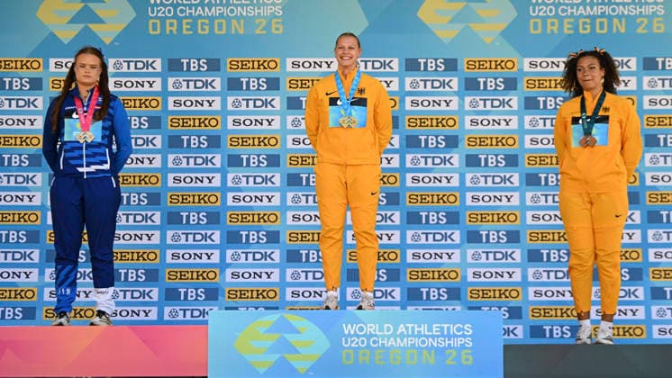 World Athletics U20 Championships Oregon 2026 EUGENE, UNITED STATES OF AMERICA - AUGUST 9, 2026 : Clara Hegemann (GER) wins GOLD in the hammer throw, Nova Kienast wins Bronze during the World Athletics U20 Championships Oregon 2026 at Hayward Field on August 9, 2026 in Eugene, United States Of America. Copyright: xBEAUTIFULxSPORTS DecaxText&Bildx