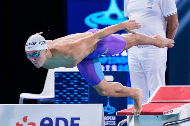 260810 Elias Klev of Norway competes in men™s 50 meters butterfly swimming heats during day eleven of the 2026 European Aquatics Championships on August 10, 2026 in Saint-Denis. Photo: Joel Marklund BILDBYRAN kod JM JM0838 bbeng simning swimming svomming 2026 european aquatics championships em Norge Copyright: JOELxMARKLUND BB260810JM023