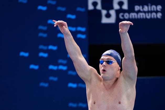 260810 Daniel Kertes of Sweden in men™s 100 meters breaststroke swimming heats during day eleven of the 2026 European Aquatics Championships on August 10, 2026 in Saint-Denis. Photo: Joel Marklund BILDBYRAN kod JM JM0838 bbeng simning swimming svomming 2026 european aquatics championships em Sverige Sweden Copyright: JOELxMARKLUND BB260810JM039