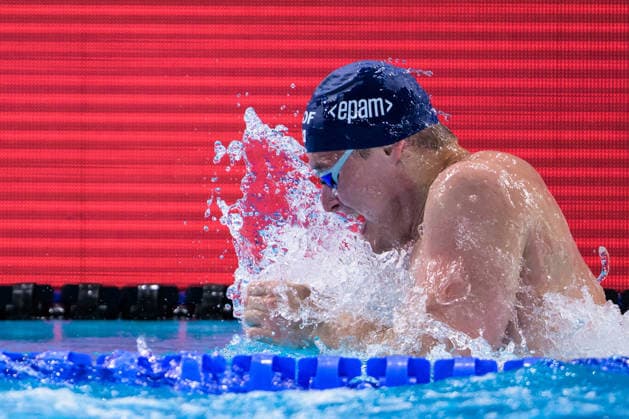 260810 Daniel Kertes of Sweden competes in men™s 100 meters breaststroke swimming heats during day eleven of the 2026 European Aquatics Championships on August 10, 2026 in Saint-Denis. Photo: Joel Marklund BILDBYRAN kod JM JM0838 bbeng simning swimming svomming 2026 european aquatics championships em Sverige Sweden Copyright: JOELxMARKLUND BB260810JM041