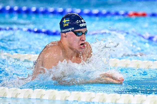 PARIS, FRANCE 20260810 Linus Forsgren in the 100 meter breaststroke, during the European Swimming Championships in Paris.
