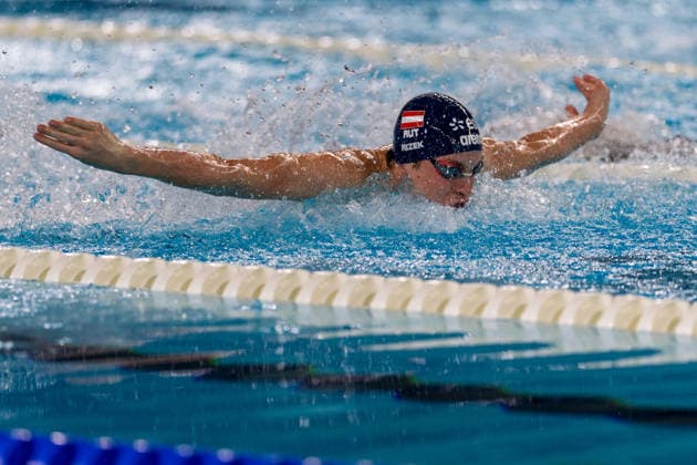 SWIMMING - EAC 2026 PARIS,FRANCE,10.AUG.26 - SWIMMING - European Aquatics Championships Paris 2026, 400m individual medley, men. Image shows Philipp Rizek (AUT).  GEPAxpictures xPhilippxBrem