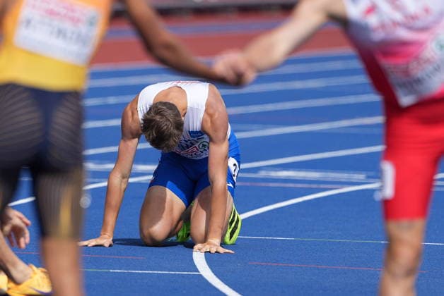 European Athletics Championships, Birmingham, United Kingdom, August 10, 2026. Jakub Dudycha (center) of the Czech Republic at the finish line of the 800-meter heat. (CTKxPhoto JaroslavxSvoboda) CTKPhotoP2026081002668  CTKPhotoP2026081002668