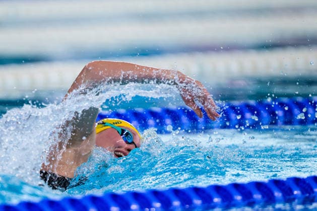 260810 Elvira Mörtstrand of Sweden competes in women™s 4x200 meters freestyle swimming relay heats during day eleven of the 2026 European Aquatics Championships on August 10, 2026 in Saint-Denis. Photo: Joel Marklund BILDBYRAN kod JM JM0838 bbeng simning swimming svomming 2026 european aquatics championships em dam Sverige lagkapp Copyright: JOELxMARKLUND BB260810JM075