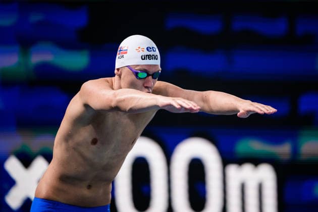 260810 Birk Lee Johansen of Norway competes in men™s 4x200 meters freestyle swimming relay heats during day eleven of the 2026 European Aquatics Championships on August 10, 2026 in Saint-Denis. Photo: Joel Marklund BILDBYRAN kod JM JM0838 bbeng simning swimming svomming 2026 european aquatics championships em lagkapp Norge Copyright: JOELxMARKLUND BB260810JM094