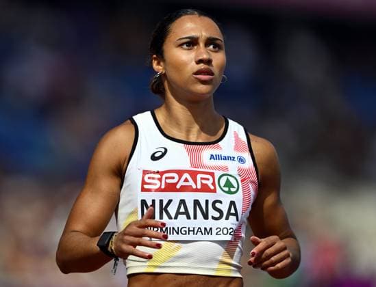 Belgian Delphine Nkansa pictured during the 1st round of the women s 100m race at the European Athletics Championships (August 10-18) in Birmingham, United Kingdom, on Monday 10 August 2026. ERICxLALMAND  x183084326x