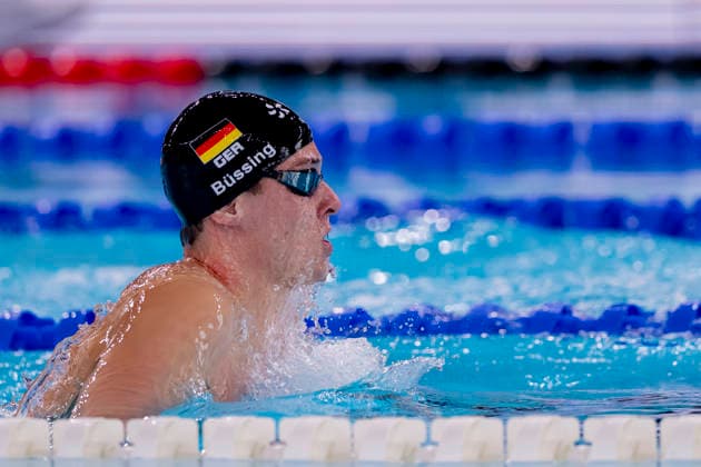 France, Paris, Centre Aquatique Olympique Metropole du Grand Paris, 10.08.2026, European Aquatics Championships Artistic Swimming, Day 11, Morning Session, Cedric Buessing of Germany, Photo by Eibner Pressefoto Tino Henschel European Aquatics Championships Artistic Swimming, Day 11, Morning Session Paris Copyright: xEibnerxPressefotox