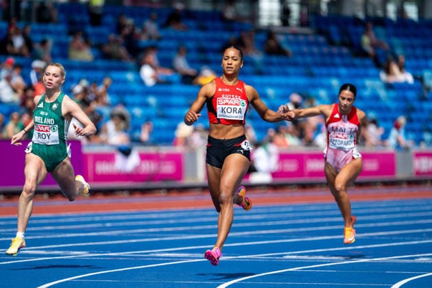 10.08.2026, GBR, Leichtathletik, Europameisterschaft 2026, Morgensession Tag 1, Birmingham Salome Kora ( Schweiz ), 100 Meter Sprint Damen, Vorlauf Birmingham Alexander Stadium England Großbritannien Copyright: xNordphoto Memmlerx