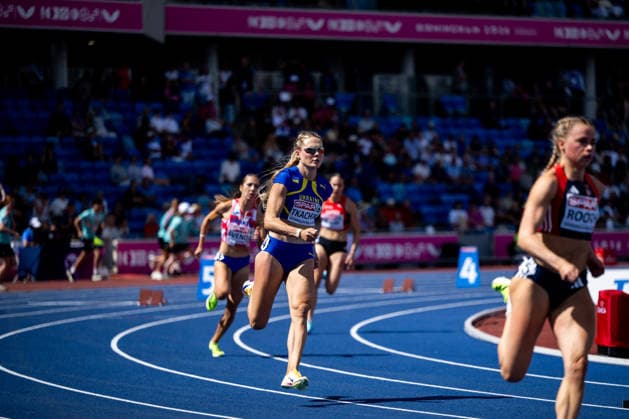 10.08.2026, GBR, Leichtathletik, Europameisterschaft 2026, Morgensession Tag 1, Birmingham Viktoriya Tkachuk ( Ukraine ), 400 Meter Hürden Damen, Vorlauf Birmingham Alexander Stadium England Großbritannien Copyright: xNordphoto Memmlerx