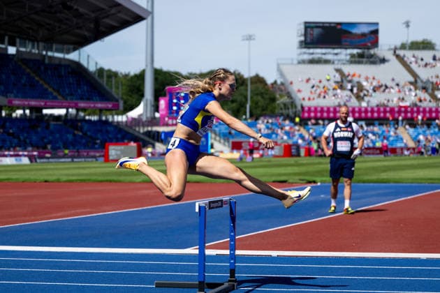 10.08.2026, GBR, Leichtathletik, Europameisterschaft 2026, Morgensession Tag 1, Birmingham Viktoriya Tkachuk ( Ukraine ), 400 Meter Hürden Damen, Vorlauf Birmingham Alexander Stadium England Großbritannien Copyright: xNordphoto Memmlerx