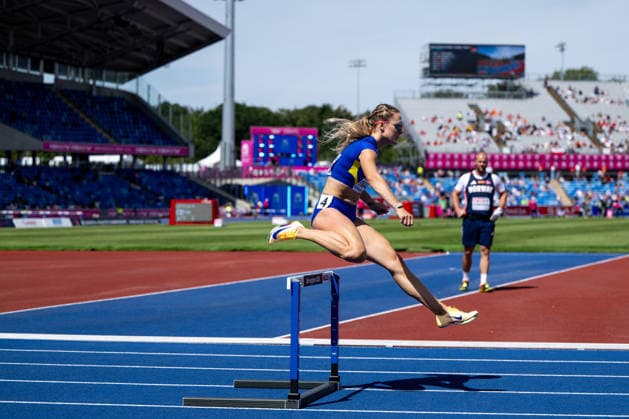 10.08.2026, GBR, Leichtathletik, Europameisterschaft 2026, Morgensession Tag 1, Birmingham Viktoriya Tkachuk ( Ukraine ), 400 Meter Hürden Damen, Vorlauf Birmingham Alexander Stadium England Großbritannien Copyright: xNordphoto Memmlerx