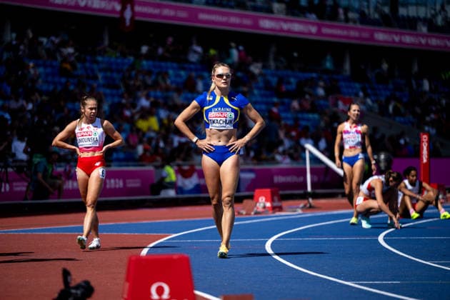 10.08.2026, GBR, Leichtathletik, Europameisterschaft 2026, Morgensession Tag 1, Birmingham Viktoriya Tkachuk ( Ukraine ), 400 Meter Hürden Damen, Vorlauf Birmingham Alexander Stadium England Großbritannien Copyright: xNordphoto Memmlerx