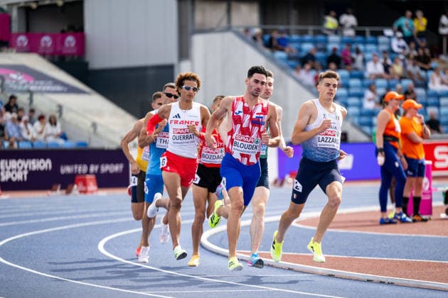 10.08.2026, GBR, Leichtathletik, Europameisterschaft 2026, Morgensession Tag 1, Birmingham Marino Bloudek ( Kroatien ), Giovanni Lazzaro ( Italien ), 800 Meter Herren, Vorlauf Birmingham Alexander Stadium England Großbritannien Copyright: xNordphoto Memmlerx