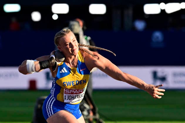 BIRMINGHAM, UNITED KINGDOM 20260810 Sweden s Axelina Johansson during the women s shot put final at the European Athletics Championships at Alexander Stadium in Birmingham.