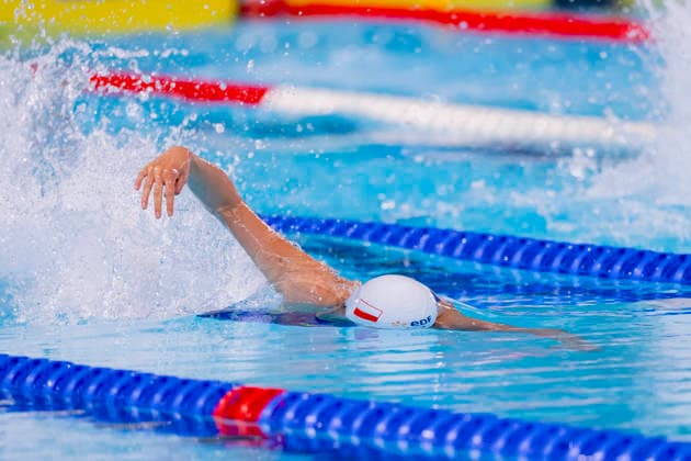 France, Paris, Centre Aquatique Olympique Metropole du Grand Paris, 10.08.2026, European Aquatics Championships Artistic Swimming, Day 11, Morning Session, Kornelia Fiedkiewicz of Poland, Photo by Eibner Pressefoto Tino Henschel European Aquatics Championships Artistic Swimming, Day 11, Morning Session Paris Copyright: xEibnerxPressefotox