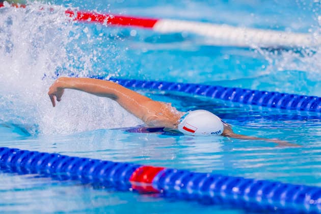 France, Paris, Centre Aquatique Olympique Metropole du Grand Paris, 10.08.2026, European Aquatics Championships Artistic Swimming, Day 11, Morning Session, Kornelia Fiedkiewicz of Poland, Photo by Eibner Pressefoto Tino Henschel European Aquatics Championships Artistic Swimming, Day 11, Morning Session Paris Copyright: xEibnerxPressefotox