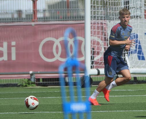 10.08.2026, FC Bayern Training , Saebenerstrasse Muenchen, Fussball, im Bild: Lennart Karl (FC Bayern Muenchen)