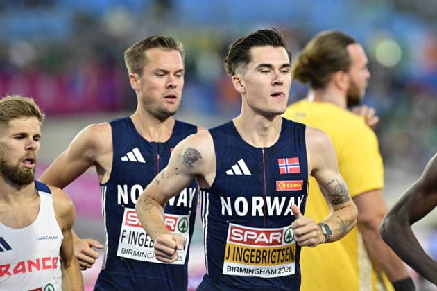 BIRMINGHAM, UNITED KINGDOM 20260810 Jakob Ingebrigtsen during the men s 5000m final at the European Athletics Championships at Alexander Stadium in Birmingham.