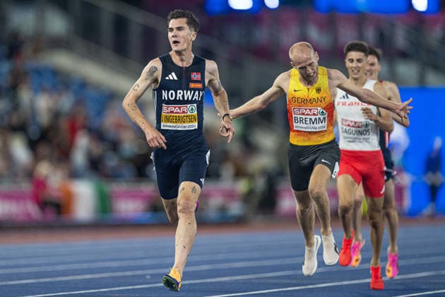 260810 Jakob Asserson Ingebrigtsen of Norway competes in men s 5000 meter during day 1 of the 2026 European Athletics Championships on August 10, 2026 in Birmingham. Photo: Mathias Bergeld BILDBYRAN kod MB MT1064 friidrott athletics friidrett friidrotts-em em friidretts-em 2026 european athletics championships 1 bbeng norge Copyright: MATHIASxBERGELD BB260810MB103