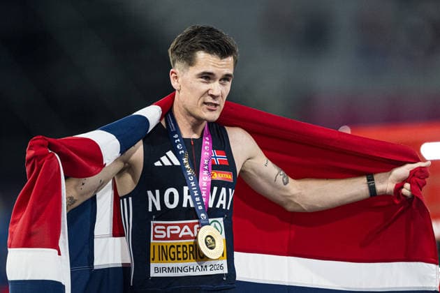 260810 Jakob Asserson Ingebrigtsen of Norway celebrates after men s 5000 meter in during day 1 of the 2026 European Athletics Championships on August 10, 2026 in Birmingham. Photo: Mathias Bergeld BILDBYRAN kod MB MT1064 friidrott athletics friidrett friidrotts-em em friidretts-em 2026 european athletics championships 1 bbeng jubel norge Copyright: MATHIASxBERGELD BB260810MB107