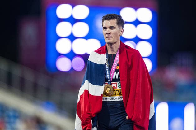 260810 Jakob Asserson Ingebrigtsen of Norway celebrates after men s 5000 meter in during day 1 of the 2026 European Athletics Championships on August 10, 2026 in Birmingham. Photo: Mathias Bergeld BILDBYRAN kod MB MT1064 friidrott athletics friidrett friidrotts-em em friidretts-em 2026 european athletics championships 1 bbeng jubel norge Copyright: MATHIASxBERGELD BB260810MB108