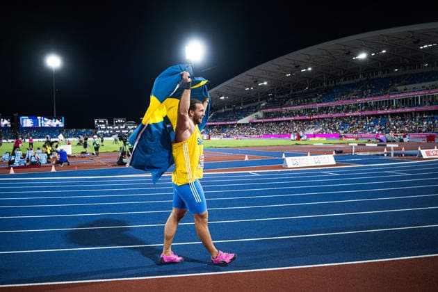 260810 Wictor Petersson of Sweden celebrates after competing in men s shot put during day 1 of the 2026 European Athletics Championships on August 10, 2026 in Birmingham. Photo: Maxim Thore BILDBYRAN kod MT MT1064 friidrott athletics friidrett friidrotts-em em friidretts-em 2026 european athletics championships 1 bbeng sverige jubel shot put kula kulestot Copyright: MAXIMxTHORE BB260810MT174