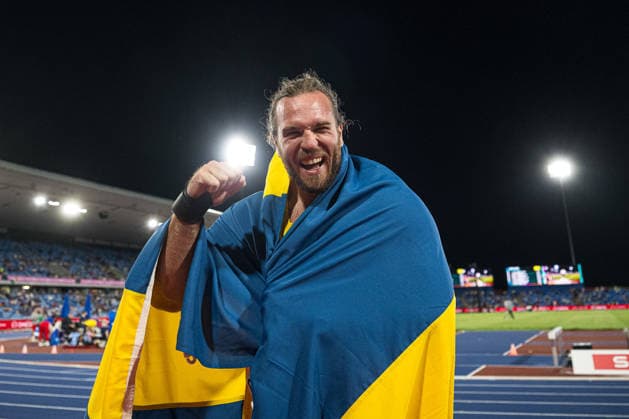 260810 Wictor Petersson of Sweden celebrates after competing in men s shot put during day 1 of the 2026 European Athletics Championships on August 10, 2026 in Birmingham. Photo: Maxim Thore BILDBYRAN kod MT MT1064 friidrott athletics friidrett friidrotts-em em friidretts-em 2026 european athletics championships 1 bbeng sverige jubel shot put kula kulestot Copyright: MAXIMxTHORE BB260810MT175