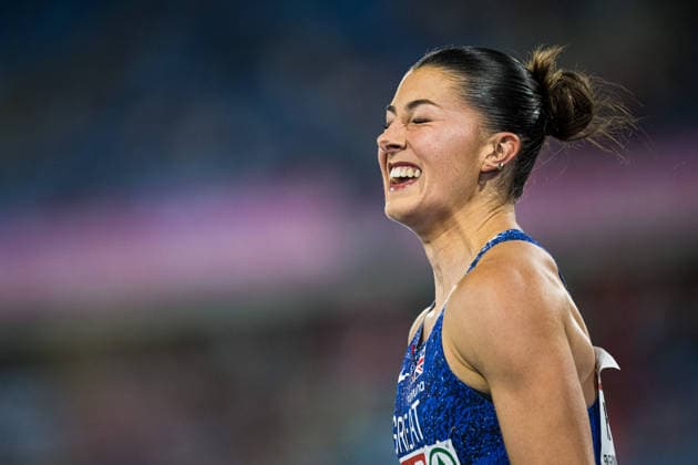260810 Amy Hunt of Great Britain celebrates after women™s 100 meter in during day 1 of the 2026 European Athletics Championships on August 10, 2026 in Birmingham. Photo: Maxim Thore BILDBYRAN kod MT MT1064 friidrott athletics friidrett friidrotts-em em friidretts-em 2026 european athletics championships 1 bbeng jubel dam damer women Copyright: MAXIMxTHORE BB260810MT182