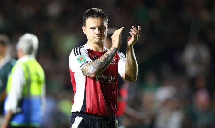 Jayden Wareham of Exeter City shows a look of dejection at full time Plymouth Argyle v Exeter City, EFL Carabao Cup, First Round, Football, Home Park, Plymouth, UK - 10 Aug 2026Plymouth Home Park United Kingdom EDITORIAL USE ONLY No use with unauthorised audio, video, data, fixture lists, club league logos or live services. Online in-match use limited to 120 images, no video emulation. No use in betting, games or single club league player publications. Copyright: xKieranxMcManus Shutterstockx 17061087bs