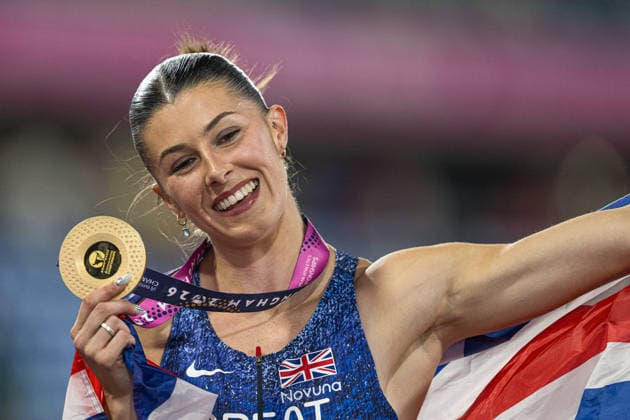 260810 Amy Hunt of Great Britain celebrates after women™s 100 meter during day 1 of the 2026 European Athletics Championships on August 10, 2026 in Birmingham. Photo: Mathias Bergeld BILDBYRAN kod MB MT1064 friidrott athletics friidrett friidrotts-em em friidretts-em 2026 european athletics championships 1 bbeng jubel dam damer women Copyright: MATHIASxBERGELD BB260810MB146