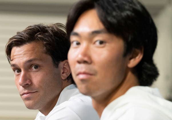 August 10, 2026, Montreal, Pq, Canada: Alexis Galarneau, left and Duncan Chan of Canada speak during a press conference, PK, Pressekonferenz following their quarterfinal doubles loss at the National Bank Open in Montreal on Monday, Aug. 10, 2026. Canada News - August 10, 2026 - ZUMAc35_ 20260810_zaf_c35_040 Copyright: xChristinnexMuschix