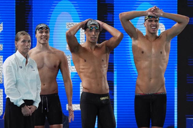 Italy™team during Men™s 4x200m Freestyle Final at the Swimming European Aquatics Championships Paris 2026, Paris, August 10, 2026  Copyright: xSpada LaPressex