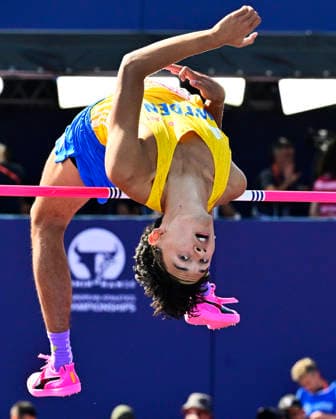 BIRMINGHAM, UNITED KINGDOM 20260811 Sweden s Melwin Lycke Holm during the men s high jump qualifying round at the European Athletics Championships at Alexander Stadium in Birmingham.
