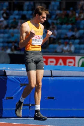 BIRMINGHAM, GREAT BRITAIN - AUGUST 11, 2026 : Falk WENDRICH (GER Germany) reacts after the high jump qualification during the European Athletics Championships at Alexander Stadium on August 11, 2026 in Birmingham, Great Britain. Oregon Great Britain Copyright: xAxelxKohringx