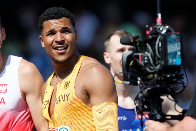 BIRMINGHAM, GREAT BRITAIN - AUGUST 11, 2026 : Gregory MINOUE (GER Germany) after the 110m hurdles during the European Athletics Championships at Alexander Stadium on August 11, 2026 in Birmingham, Great Britain. Oregon Great Britain Copyright: xAxelxKohringx