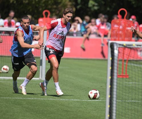 11.08.2026, xophax, Fussball 1.Bundesliga, 1.FC Koeln Training am Geissbockheim des 1.FC Köln. Platz 1. Said El Mala ( 1.FC Köln ) , links und Joel Schmied , rechts ( 1.FC Köln ) Köln