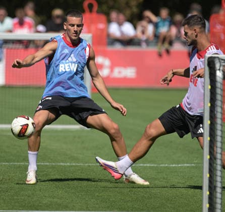 11.08.2026, xophax, Fussball 1.Bundesliga, 1.FC Koeln Training am Geissbockheim des 1.FC Köln. Platz 1. Said El Mala ( 1.FC Köln ) , links und Tom Krauss , rechts ( 1.FC Köln ) Köln