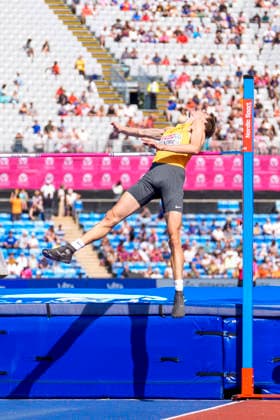 BIRMINGHAM, GREAT BRITAIN - AUGUST 11, 2026 : Falk WENDRICH (GER Germany) competing in the high jump qualification during the European Athletics Championships at Alexander Stadium on August 11, 2026 in Birmingham, Great Britain. Nordrhein-Westfalen Great Britain Copyright: xLeahxKohringx
