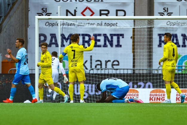 Soccer, Champions League 2025–2026 Bodo Glimt Union Saint Gilloise Bodo 20260811 A scoring opportunity during the Champions League qualifying match between Bodo Glimt and Union Saint Gilloise at Aspmyra Stadium. Photo: Mats Torbergsen, NTB, Bodo, Norway. EDITORIGINAL USE ONLY; RESTRICTED USE FOR BETTING COMPANIES  Copyright: xMatsxTorbergsenx xNTBx