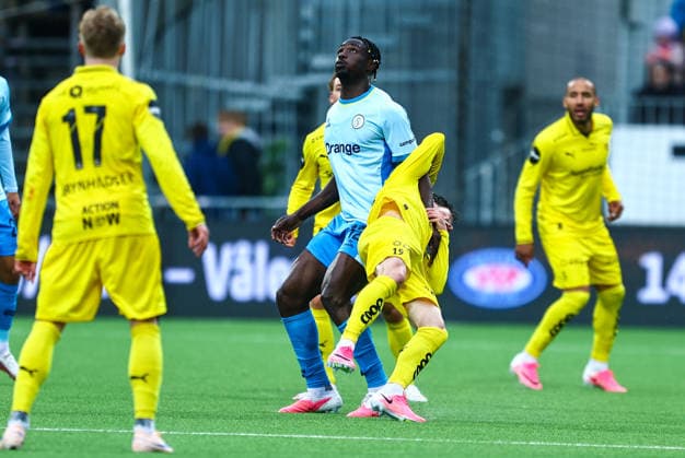 Soccer, Champions League 2025–2026 Bodo Glimt Union Saint Gilloise Bodo 20260811 Promise David and Sondre Brunstad Fet during the Champions League qualifying match between Bodo Glimt and Union Saint Gilloise at Aspmyra Stadium Photo: Mats Torbergsen, NTB Bodo, Norway EDITORIAL USE ONLY RESTRICTED USE FOR BETTING COMPANIES  Copyright: xMatsxTorbergsenx xNTBx