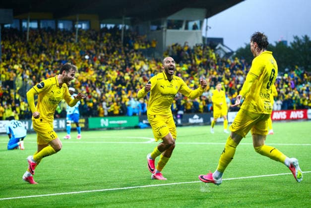 Soccer, Champions League 2025 2026 Bodo Glimt Union Saint Gilloise Bodo 20260811 Bodo Glimt celebrates after scoring during the Champions League qualifying match between Bodo Glimt and Union Saint Gilloise at Aspmyra Stadium. Photo: Mats Torbergsen, NTB Bodo Norway EDITORIAL USE ONLY RESTRICTED USE FOR BETTING COMPANIES  Copyright: xMatsxTorbergsenx xNTBx