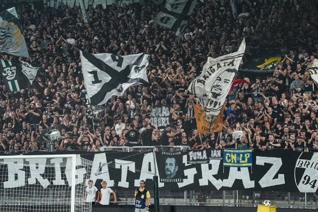 Fussball: Österreich: UEFA Champions League Qualifikation 2026 2027 - 3. Runde, 11.08.2026 - SK Sturm Graz (Österreich) vs. Fenerbahce Istanbul (Türkei) - Merkur Arena (Graz, Österreich); Sturm Graz Fans, Ultras Copyright: xLUKAxKOLANOVICx