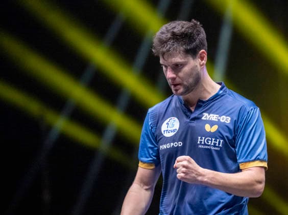 MALMÖ 2026-08-11 Dimitrij Ovtcharov of Germany celebrates after winning his match against Sweden s Truls Möregardh in the first round of the men s singles at the Europe Smash Sweden 2026 Table tennis, Tischtennis tournament at Malmö Arena in Malmö, Sweden, on August 11, 2026. MALMÖ SWEDEN x50090x