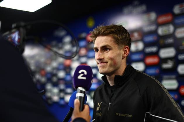 Soccer, Champions League 2025–2026 Bodo Glimt Union Saint Gilloise Bodo 20260811 Fredrik Sjovold during the Champions League qualifying match between Bodo Glimt and Union Saint Gilloise at Aspmyra Stadium Photo: Mats Torbergsen, NTB Bodo, Norway EDITORIAL USE ONLY; RESTRICTED USE FOR BETTING COMPANIES  Copyright: xMatsxTorbergsenx xNTBx