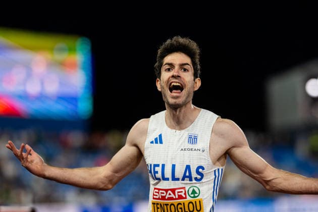 260811 Miltiadis Tentoglou of Greece celebrates in men s long jump final during day 2 of the 2026 European Athletics Championships on August 11, 2026 in Birmingham. Photo: Mathias Bergeld BILDBYRAN kod MB MT1065 friidrott athletics friidrett friidrotts-em em friidretts-em 2026 european athletics championships 2 bbeng Copyright: MATHIASxBERGELD BB260811MB142