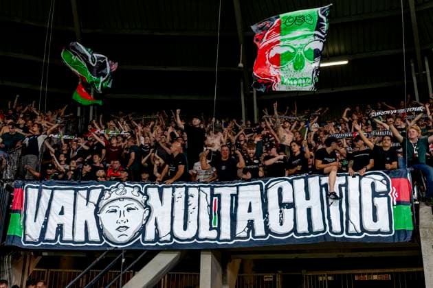 NIJMEGEN - Supporters of N.E.C. Nijmegen tijdens de Champions League wedstrijd tussen N.E.C. en Olympiacos in Stadion de Goffert op 11 augustus 2026 in Nijmegen , Nederland. -
