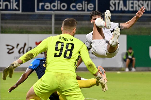 CELJE; SLOVENIA - ARMENIA 11: Edgar Grigoryan of Ararat-Armenia (R) in action against <XX () during the UEFA Champions League QR-3 second match between Celje (Slovenia) and Ararat-Armenia (Armenia) at Stadion Celje, Celje on August 11, 2026 in Celje, Slovenia. (Photo by Igor Kupljenik Sports Press Photo). Copyright: xIgorxKupljenikx xSPPx Sportspressphoto_SPR204345